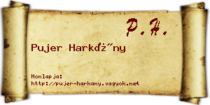 Pujer Harkány névjegykártya